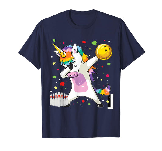 Dabbing Unicorn Bowling Funny Bowling Boy Girl T-Shirt