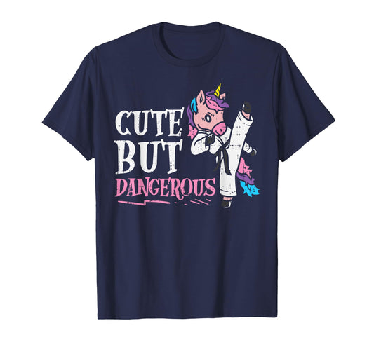 Unicorn Cute But Dangerous Karate Taekwondo Girls Gift T-Shirt