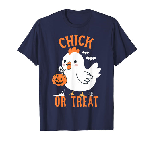 Chick Or Treat Shirt Funny Chicken Halloween Kids Girl Boy T-Shirt