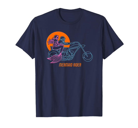 Funny Vintage Biker T-Shirt - Mermaids who love Motorcycles