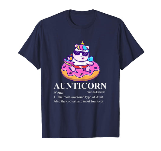 Aunticorn The Most Awesome Type Of Aunt Pink Unicorn Donut T-Shirt