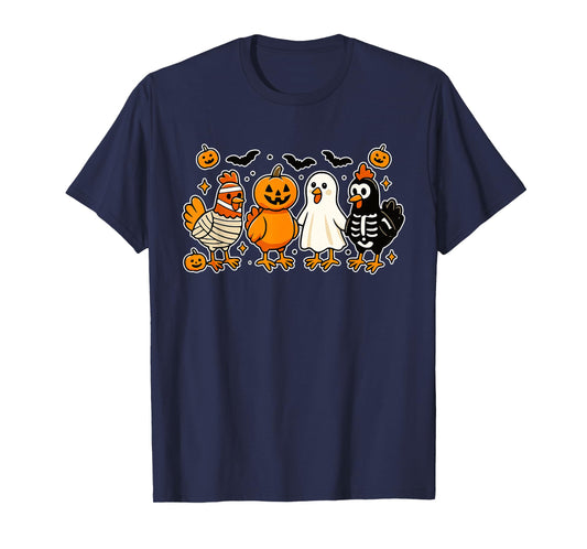 Mummy Chicken Skeleton Ghost Pumpkin Halloween Chicken Lover T-Shirt