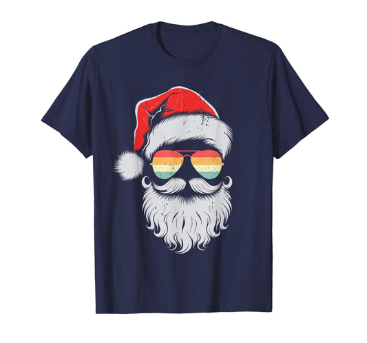 Cool Santa Face Sunglasses Christmas Xmas Men Boys T-Shirt