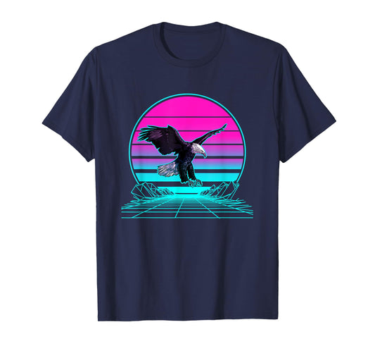 Vintage Retro Sunset Bald Eagle T-Shirt