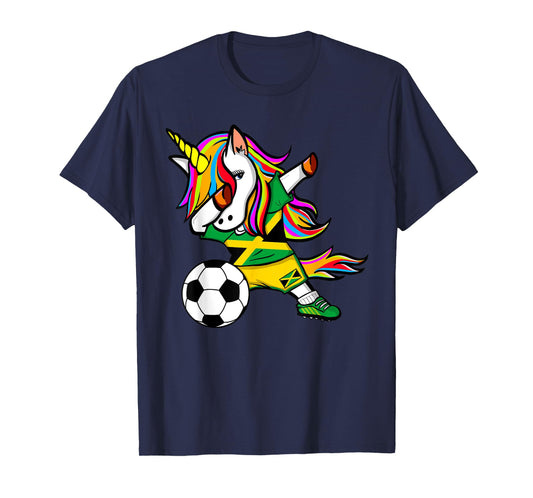 Dabbing Unicorn Jamaica Soccer Jersey 2019 Jamaican Football T-Shirt