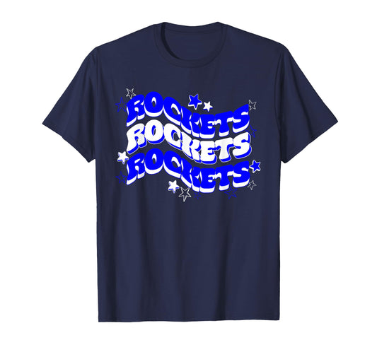 Rockets Blue White School Spirit Rockets Sports Womens T-Shirt