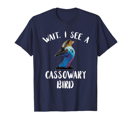 Amazing Cassowary Dino Bird Lover Wait I See A Cassowary Bird T-Shirt - Men's Black Short Sleeve Classic Fit Crew Neck Novelty Graphic Cassowary Bird Design - Small