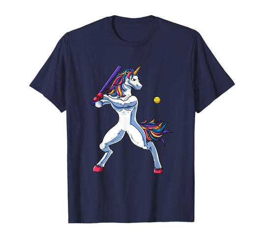 Funny Unicorn Softball Player Baseball Batter Hitter Gifts T-Shirt
