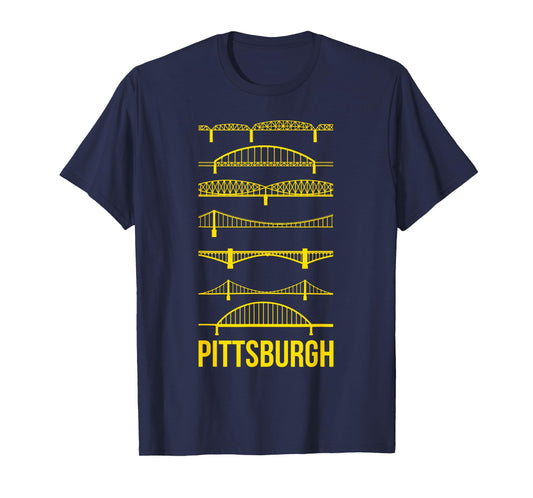Pittsburgh Bridges Black and Yellow Silhouettes T-Shirt