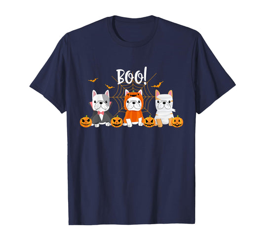 Happy Halloween Pug Dogs Cute French Bulldog Lover T-Shirt for Men Women Kids