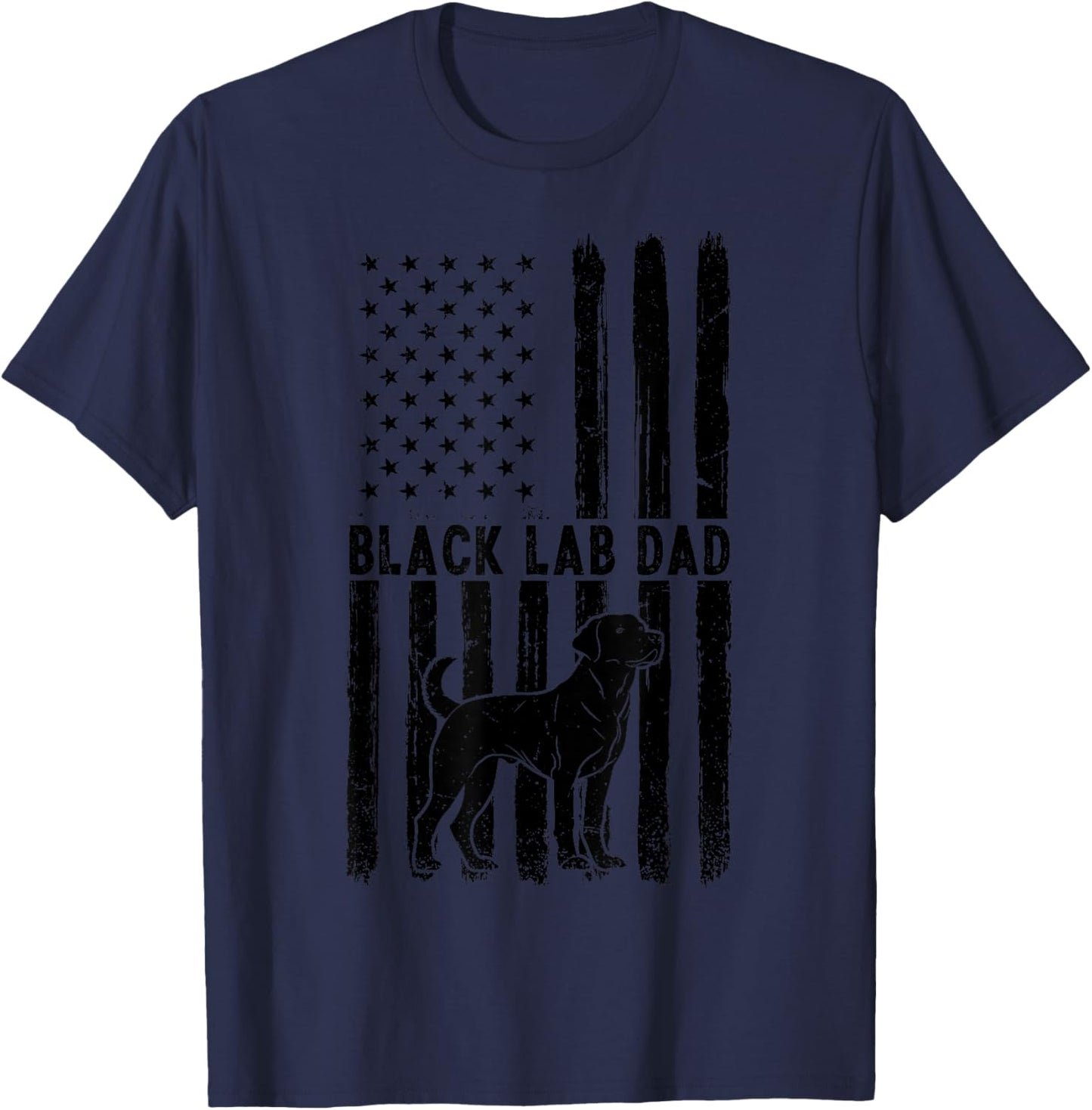 Black Lab Dog Lover Patriotic Dad Fathers Day American Flag T-Shirt