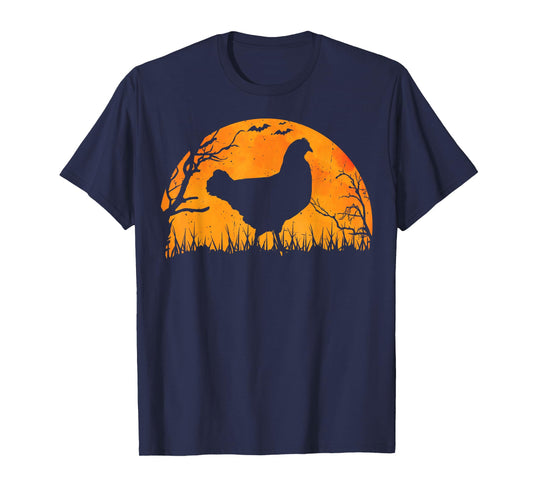 Funny Chicken Halloween Moon Silhouette Spooky Chicken Lover T-Shirt