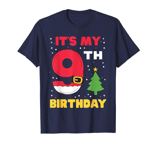 It's My 9th Birthday Christmas 9 Years Old Santa Boys Girls T-Shirt