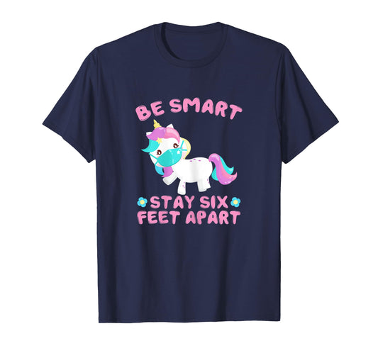 Stay 6 Feet Apart Funny Social Distancing Face Mask Unicorn T-Shirt