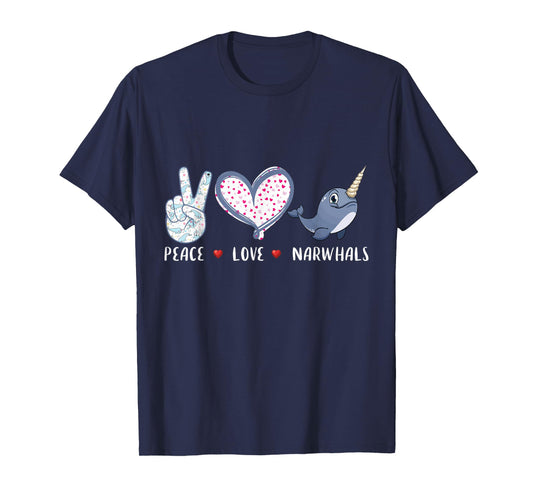 Peace love Narwhals gifts for girls boys kids women men T-Shirt