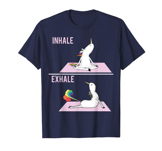 Unicorn Yoga Pose Inhale Exhale Farting Unicorn Funny Gift T-Shirt