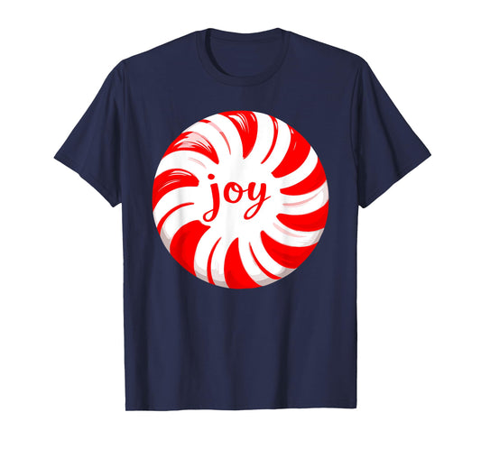 Peppermint Candy Cane Joy Merry Christmas Xmas Party Tee T-Shirt