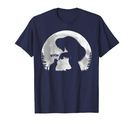 Fun Hand Boop Nose Bigfoot Sasquatch Cat Full Moon T-Shirt