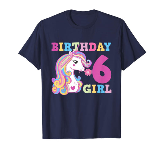 Unicorn Birthday Girl 6 T-Shirt