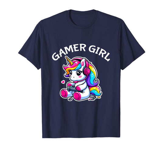 Cute Video Game Gaming Unicorn Gamer Girl T-Shirt