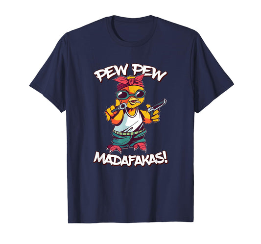 Pew Pew Madafakas! Retro funny crazy chick gangster T-Shirt