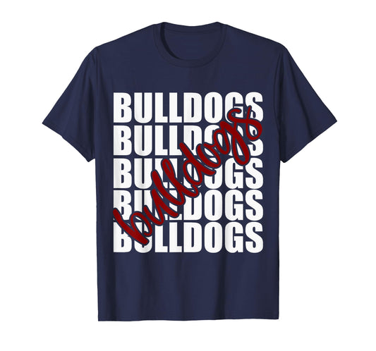 Bulldogs Maroon School Sports Fan Team Spirit T-Shirt