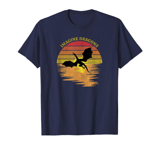Imagine Magical and Mythical Fantasy Dragons In Sunset T-Shirt