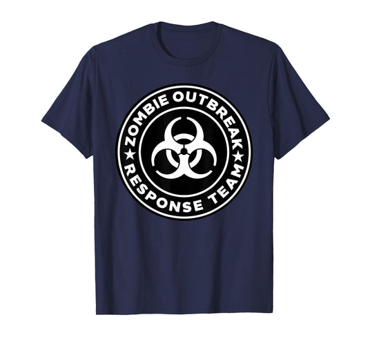 Miftees Halloween Tees Zombie Outbreak Response Team T-Shirt - Men's Black Halloween Zombie T-Shirt - Adult Unisex T-Shirt - Classic Fit Crew Neck Short Sleeve - S