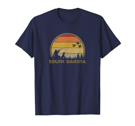 South Dakota Pheasant Hunter Bird Hunting Sunset Retro T-Shirt