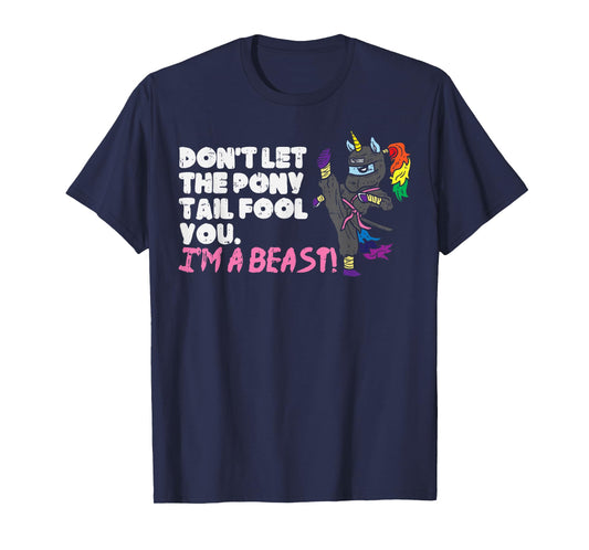 Karate Ninja Unicorn Ponytail Beast Martial Arts Girls Gift T-Shirt