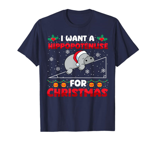 Funny Christmas Math Teacher Hippopotenuse Math Lovers Xmas T-Shirt