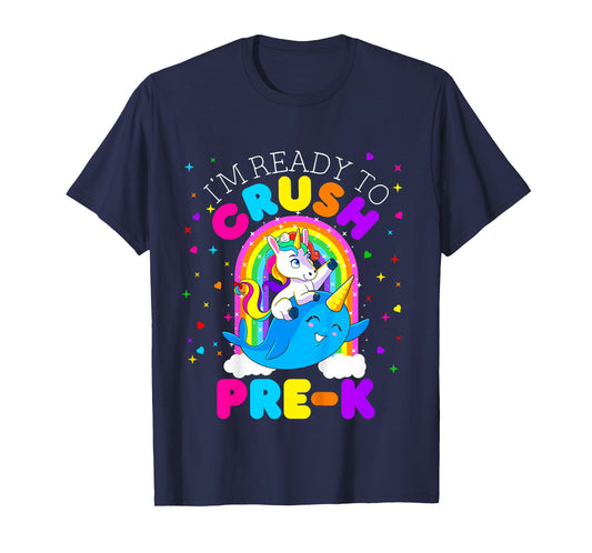 Kids I'm Ready to Crush Pre K Unicorn First Day of PreK Girls T-Shirt
