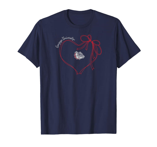 Gonzaga Bulldogs Bow Heart Navy Officially Licensed T-Shirt