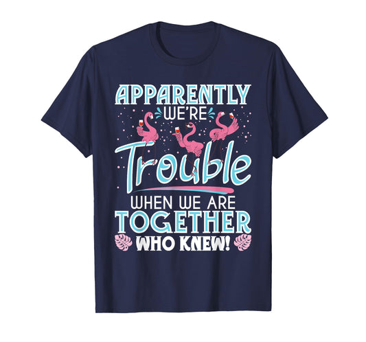 Apparently We're Trouble - Funny Flamingo Lover Zoo Animal T-Shirt