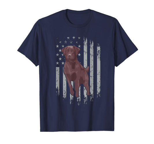 Chocolate Lab American Flag Brown Labrador Retriever Owner T-Shirt