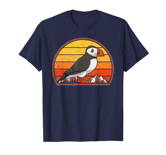 Sunset Puffin Lover Gift Vintage Retro Puffin T-Shirt