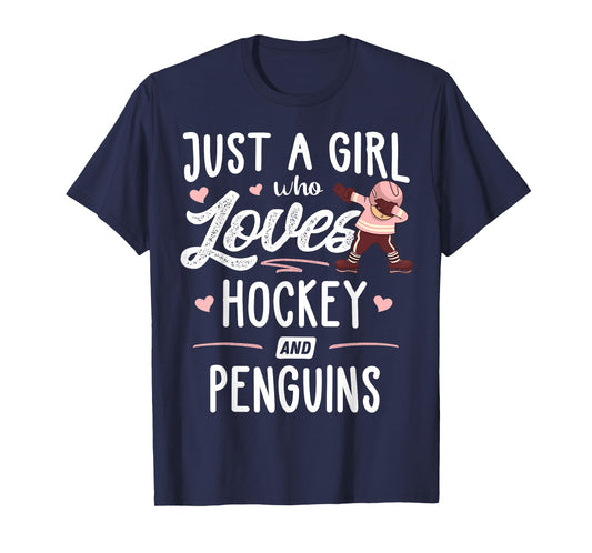 Just A Girl Who Loves Hockey And Penguins Gift Women T-Shirt