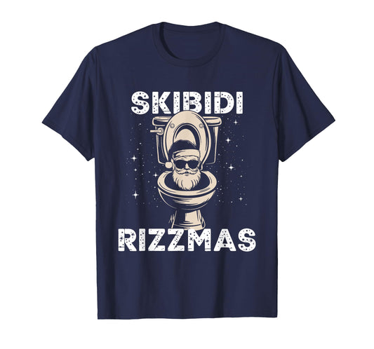 Skibidi Rizzmas Funny Toilet Santa White Elephant Christmas T-Shirt
