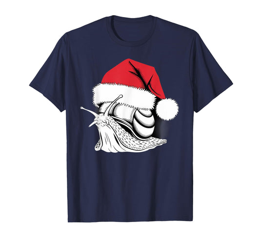 Joyful Snail Santa on Snail Christmas T-Shirt