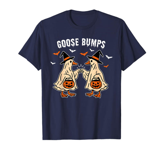 Goose Bumps Duck Pumking Halloween Funny Vintage T-Shirt