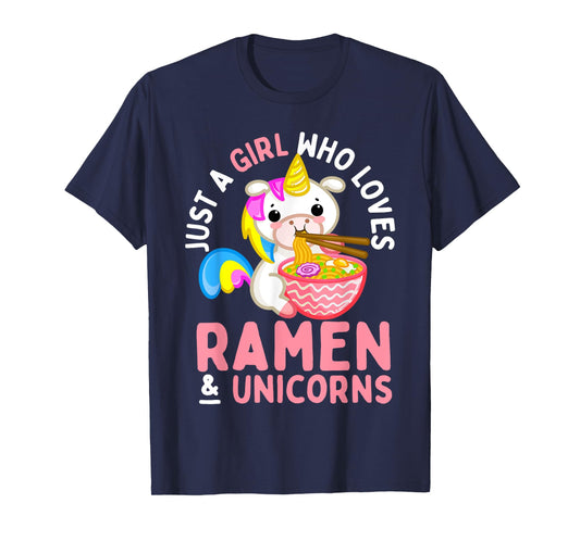 Just a Girl Who Loves Ramen and Unicorns Anime Teen Girls T-Shirt