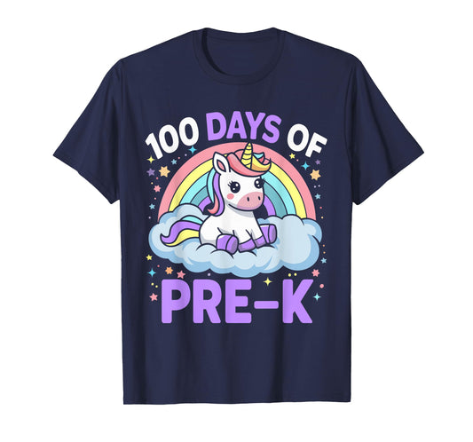 100th Days of Pre-k Unicorn Girls Teacher 100 Days of School T-Shirt