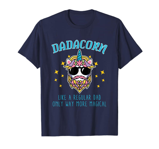 Dadacorn Father's Day Funny Daddy Beard Graphic Dad Unicorn T-Shirt