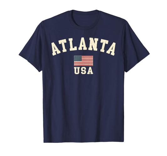 Vintage Atlanta USA American Flag Georgia Souvenir Retro T-Shirt