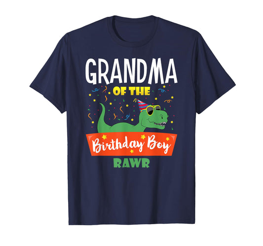 Matching Family Saurus Rex Dino Birthday Apparel Grandma of the Birthday Boy Dinosaur Grandson Grandmother T-Shirt