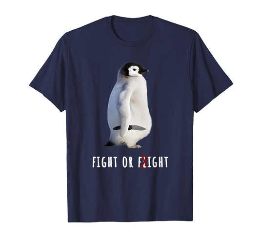Fight Or Flight Funny Penguin Meme Anxiety Psychologist Pun T-Shirt