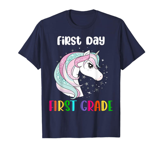 Unicorn First Day Of First Grade 1st Day Of School Girls T-Shirt