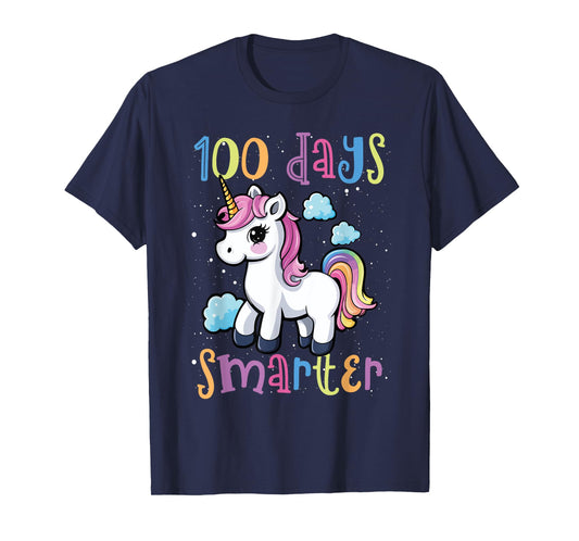 100 Days Smarter Unicorn Magic 100th Day Of School Kids T-Shirt