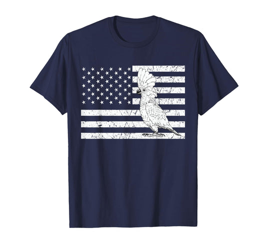 Umbrella Cockatoo 4th of July US American Flag Patriotic T-Shirt