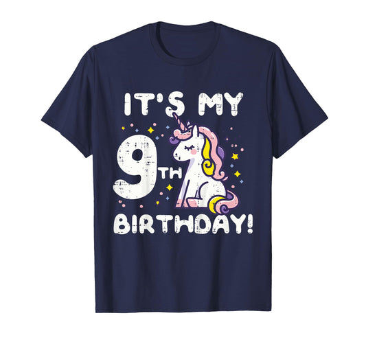 Its My 9th Birthday Unicorn Cute 9 Year Old Bday Girls Kids T-Shirt